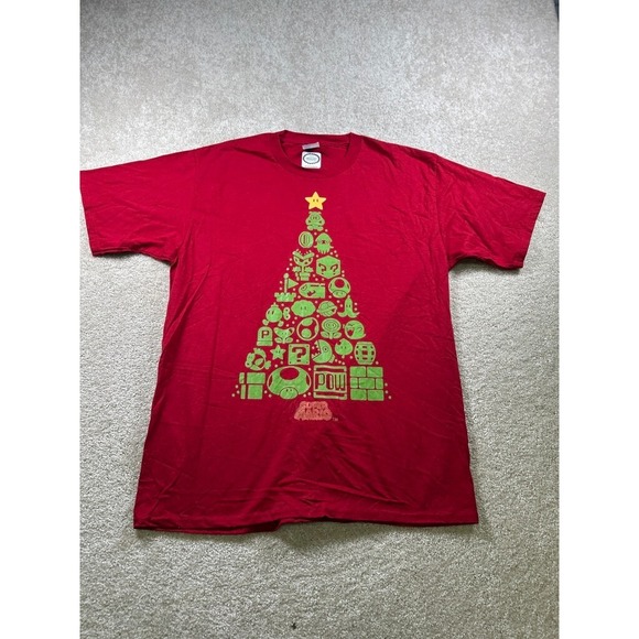 Nintendo Other - Official Nintendo Mens Size L Red Graphic Tshirt Super Mario Christmas